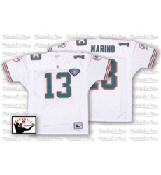 Mitchell and Ness Miami Dolphins #13 Dan Marino White 75TH Anniversary Authentic Throwback NFL Jersey