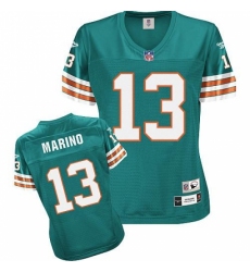 Reebok Miami Dolphins #13 Dan Marino Green Women's Throwback Team Color Premier EQT NFL Jersey