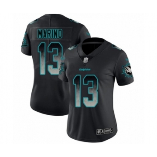 Women's Miami Dolphins #13 Dan Marino Limited Black Smoke Fashion Football Jersey Women's Miami Dolphins #13 Dan Marino Limited Black Smoke Fashion Football Jersey