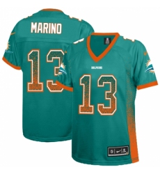 Women's Nike Miami Dolphins #13 Dan Marino Elite Aqua Green Drift Fashion NFL Jersey