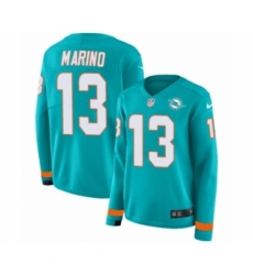 Women's Nike Miami Dolphins #13 Dan Marino Limited Aqua Therma Long Sleeve NFL Jersey