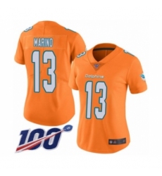 Women's Nike Miami Dolphins #13 Dan Marino Limited Orange Rush Vapor Untouchable 100th Season NFL Jersey