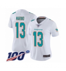 Women's Nike Miami Dolphins #13 Dan Marino White Vapor Untouchable Limited Player 100th Season NFL Jersey