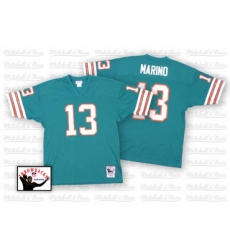 Youth Mitchell and Ness Miami Dolphins #13 Dan Marino Aqua Green Team Color Authentic Throwback NFL Jersey