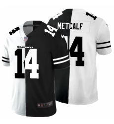 Men's Seattle Seahawks #14 D.K. Metcalf Black White Limited Split Fashion Football Jersey