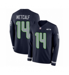 Men's Seattle Seahawks #14 D.K. Metcalf Limited Navy Blue Therma Long Sleeve Football Jersey