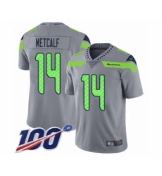 Men's Seattle Seahawks #14 D.K. Metcalf Limited Silver Inverted Legend 100th Season Football Jersey