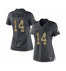 Women's Seattle Seahawks #14 D.K. Metcalf Limited Black 2016 Salute to Service Football Jersey