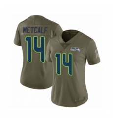Women's Seattle Seahawks #14 D.K. Metcalf Limited Olive 2017 Salute to Service Football Jersey