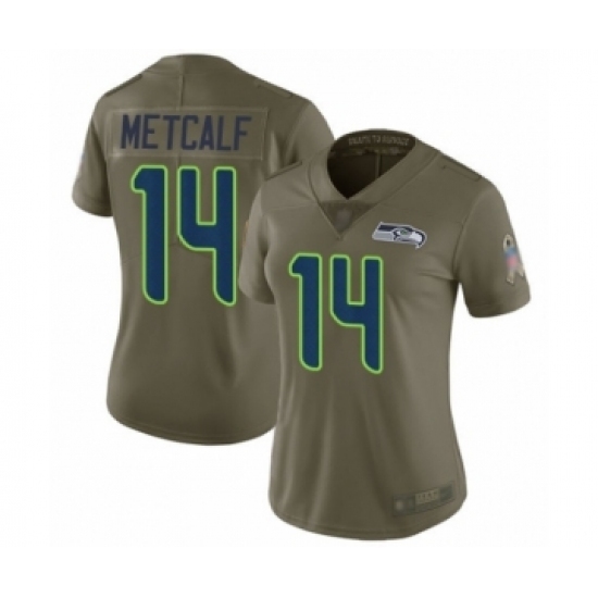 Women's Seattle Seahawks #14 D.K. Metcalf Limited Olive 2017 Salute to Service Football Jersey Women's Seattle Seahawks #14 D.K. Metcalf Limited Olive 2017 Salute to Service Football Jersey