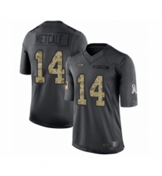 Youth Seattle Seahawks #14 D.K. Metcalf Limited Black 2016 Salute to Service Football Jersey