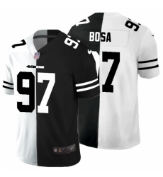 Men's San Francisco 49ers #97 Nick Bosa Black White Limited Split Fashion Football Jersey