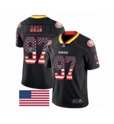 Men's San Francisco 49ers #97 Nick Bosa Limited Black Rush USA Flag Football Jersey