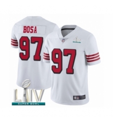 Men's San Francisco 49ers #97 Nick Bosa Limited White Rush Vapor Untouchable Super Bowl LIV Bound Football Jersey