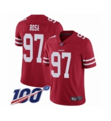 Men's San Francisco 49ers #97 Nick Bosa Red Team Color Vapor Untouchable Limited Player 100th Season Football Jersey