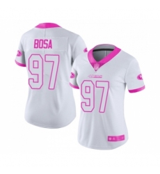 Women's San Francisco 49ers #97 Nick Bosa Limited White Pink Rush Fashion Football Jersey