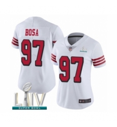 Women's San Francisco 49ers #97 Nick Bosa Limited White Rush Vapor Untouchable Super Bowl LIV Bound Football Jersey
