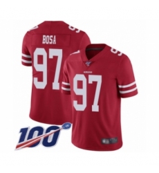 Youth San Francisco 49ers #97 Nick Bosa Red Team Color Vapor Untouchable Limited Player 100th Season Football Jersey