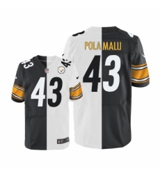 Men's Nike Pittsburgh Steelers #43 Troy Polamalu Elite Black/White Split Fashion NFL Jersey