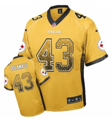 Men's Nike Pittsburgh Steelers #43 Troy Polamalu Elite Gold Drift Fashion NFL Jersey