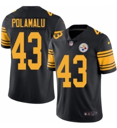 Men's Nike Pittsburgh Steelers #43 Troy Polamalu Limited Black Rush Vapor Untouchable NFL Jersey