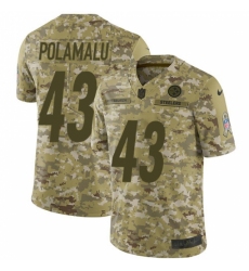 Men's Nike Pittsburgh Steelers #43 Troy Polamalu Limited Camo 2018 Salute to Service NFL Jersey