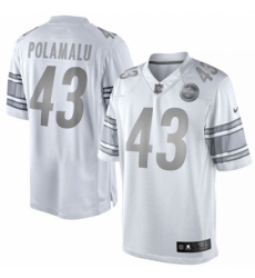 Men's Nike Pittsburgh Steelers #43 Troy Polamalu Limited White Platinum NFL Jersey