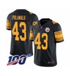 Men's Pittsburgh Steelers #43 Troy Polamalu Limited Black Rush Vapor Untouchable 100th Season Football Jersey