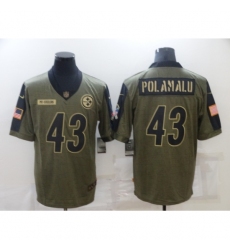 Men's Pittsburgh Steelers #43 Troy Polamalu Nike Olive 2021 Salute To Service Limited Player Jersey