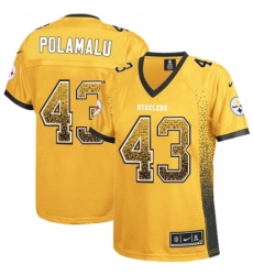 Women's Nike Pittsburgh Steelers #43 Troy Polamalu Elite Gold Drift Fashion NFL Jersey
