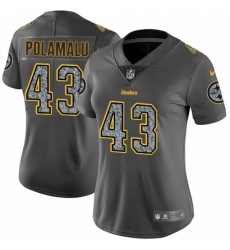 Women's Nike Pittsburgh Steelers #43 Troy Polamalu Gray Static Vapor Untouchable Limited NFL Jersey