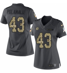 Women's Nike Pittsburgh Steelers #43 Troy Polamalu Limited Black 2016 Salute to Service NFL Jersey