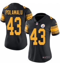 Women's Nike Pittsburgh Steelers #43 Troy Polamalu Limited Black Rush Vapor Untouchable NFL Jersey