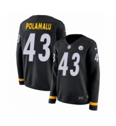 Women's Nike Pittsburgh Steelers #43 Troy Polamalu Limited Black Therma Long Sleeve NFL Jersey