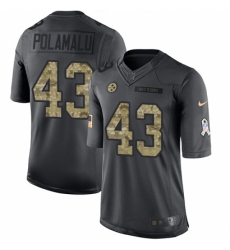 Youth Nike Pittsburgh Steelers #43 Troy Polamalu Limited Black 2016 Salute to Service NFL Jersey