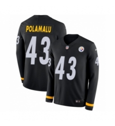 Youth Nike Pittsburgh Steelers #43 Troy Polamalu Limited Black Therma Long Sleeve NFL Jersey