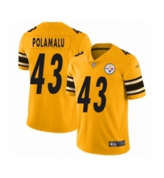 Youth Pittsburgh Steelers #43 Troy Polamalu Limited Gold Inverted Legend Football Jersey