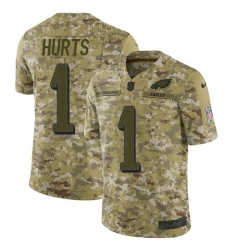 Men's Nike Philadelphia Eagles #1 Jalen Hurts Camo Stitched NFL Limited 2018 Salute To Service Jersey