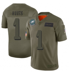 Men's Nike Philadelphia Eagles #1 Jalen Hurts Camo Stitched NFL Limited 2019 Salute To Service Jersey