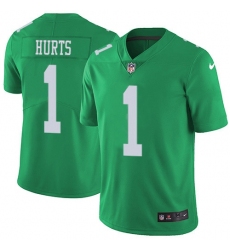 Men's Nike Philadelphia Eagles #1 Jalen Hurts Green Stitched NFL Limited Rush Jersey