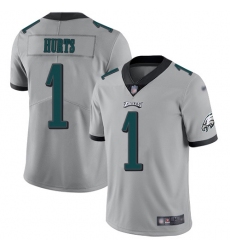 Men's Nike Philadelphia Eagles #1 Jalen Hurts Silver Stitched NFL Limited Inverted Legend Jersey