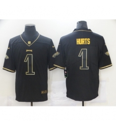 Men's Philadelphia Eagles #1 Jalen Hurts Black Gold Nike 2020 Salute To Service Limited Jersey