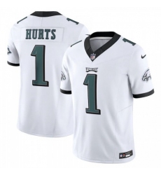 Men's Philadelphia Eagles #1 Jalen Hurts Nike White Vapor F.U.S.E. Limited Jersey