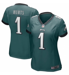 Women's Philadelphia Eagles #1 Jalen Hurts Nike Midnight Green Team Jersey