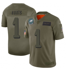 Youth Nike Philadelphia Eagles #1 Jalen Hurts Camo Stitched NFL Limited 2019 Salute To Service Jersey