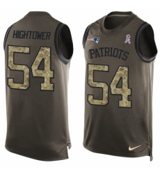 Men's Nike New England Patriots #54 Dont'a Hightower Limited Green Salute to Service Tank Top NFL Jersey