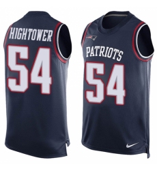 Men's Nike New England Patriots #54 Dont'a Hightower Limited Navy Blue Player Name & Number Tank Top NFL Jersey