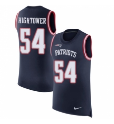 Men's Nike New England Patriots #54 Dont'a Hightower Limited Navy Blue Rush Player Name & Number Tank Top NFL Jersey