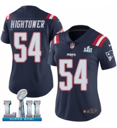 Women's Nike New England Patriots #54 Dont'a Hightower Limited Navy Blue Rush Vapor Untouchable Super Bowl LII NFL Jersey