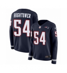 Women's Nike New England Patriots #54 Dont'a Hightower Limited Navy Blue Therma Long Sleeve NFL Jersey